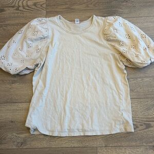 Old Navy Cream Eyelet Puff Sleeve Blouse